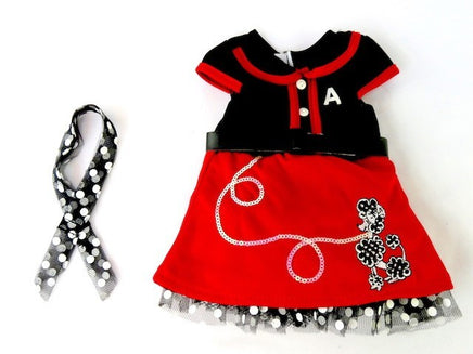 Red And Black Poodle Dress Belt Scarf Fits 18" American Girl Doll Clothing1