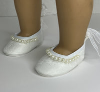 White Lace And Pearls Dress Shoes Fits 18" American Girl Doll Clothes2