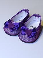 Purple Glitter Heart Dress Shoes Fits 18" American Girl Doll Clothing Shoes1