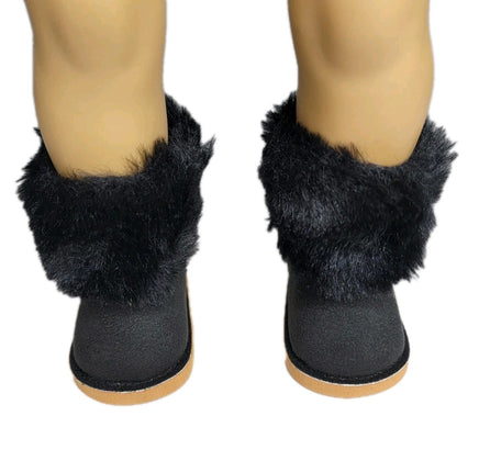 Black Furry Boots Fits 18" American Girl Doll Clothes Shoes1