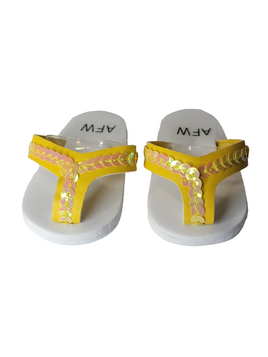 Yellow Sequin Flip Flop Sandals Fits 18" American Girl Doll Clothing Shoes0