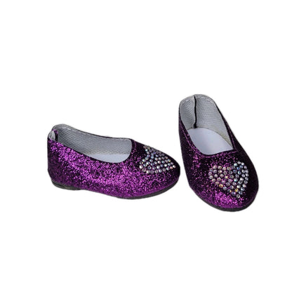 Purple Glitter Heart Flats Fits 18" American Girl Doll Clothes Shoes2
