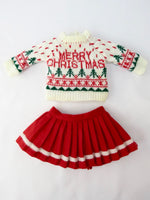 Merry Christmas Knit Sweater Skirt Set Earmuffs Fits 18" American Girl Doll1