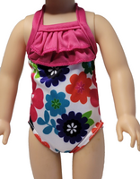 Floral Ruffle Swimsuit Fits 14.5" Wellie Wisher American Girl Doll Clothing1