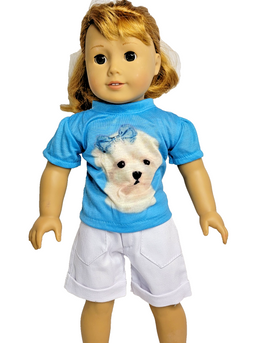 Maltese Dog Short Set Fits 18" American Girl Doll Clothing0