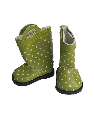Green Polka Dot Rain Boots Fits 14.5" Wellie Wisher American Girl Doll Shoes2