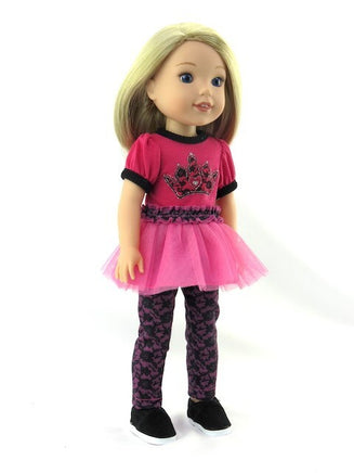 Hot Pink Princess Pant Set Fits 14.5" Wellie Wisher American Girl Doll Clothing1