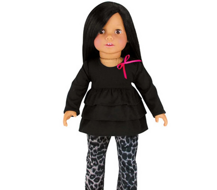 Black Tunic & Leopard Pants Fits 18" American Girl Doll Clothes0