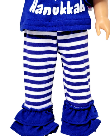 Happy Hanukkah Stripe Set Fits 14.5" Wellie Wisher American Girl Doll Clothing2