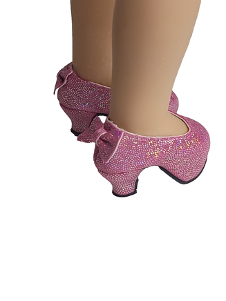 Pink Back Bow High Heel Shoes Fits 14.5" Wellie Wisher American Girl Doll Shoes1