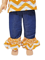 Pumpkin Chevron Print Outfit Fits 14.5" Wellie Wisher American Girl Doll Clothes2