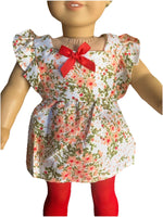 Floral Dress And Tights Fits 18" American Girl Doll Clothing2