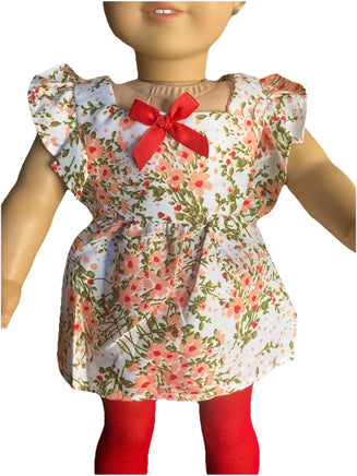 Floral Dress And Tights Fits 18" American Girl Doll Clothing2