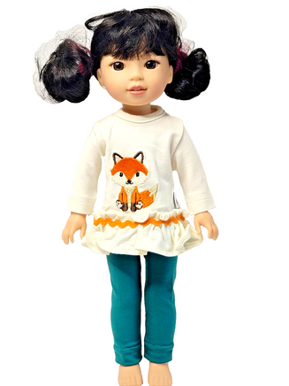 Embroidered Fox Pant Set Fits 14.5" Wellie Wisher American Girl Doll Clothing0