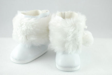 White Pom Boots With Fur Fits 18" American Girl Doll Clothing Shoes0
