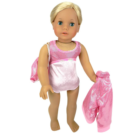 Pink Sparkly Gymnastic 3pc Set Fits 18" American Girl Doll Clothes3