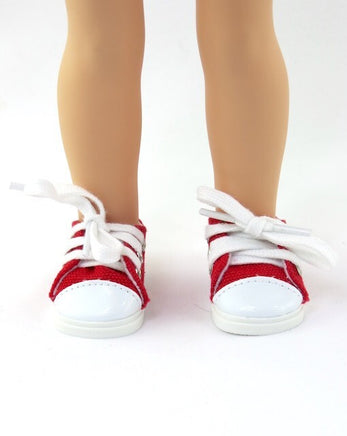 Red Canvas Sneakers Fits 14.5" Wellie Wisher American Girl Doll Shoes0