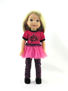 Hot Pink Princess Pant Set Fits 14.5" Wellie Wisher American Girl Doll Clothing0