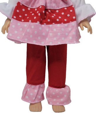 Polka Dot Heart Pant Set Fits 14.5" Wellie Wisher American Girl Doll Clothing2