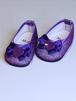 Purple Glitter Heart Dress Shoes Fits 18" American Girl Doll Clothing Shoes2