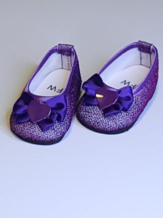 Purple Glitter Heart Dress Shoes Fits 18" American Girl Doll Clothing Shoes2