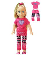 Pink Heart Pant Set Fits 14.5" Wellie Wisher American Girl Doll Clothing2