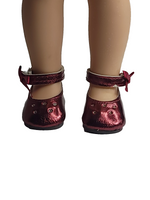Burgundy Mary Jane Dress Shoes Fits 14.5" Wellie Wisher American Girl Doll Shoes0