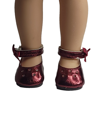Burgundy Mary Jane Dress Shoes Fits 14.5" Wellie Wisher American Girl Doll Shoes0