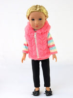 Pink Fuzzy Vest Pant Outfit Fits 14.5" Wellie Wisher American Girl Doll Clothing3