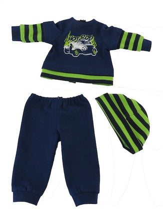 Hot Rod Blue And Green Pant Set Hat Fits 18" American Boy Girl Doll Clothing2