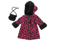Black And Magenta Leopard Print Coat Purse Fits 18" American Girl Doll Clothing2