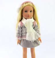 Grey and Pink Winter Skirt Set Fits 14.5 Wellie Wisher American Girl Doll0