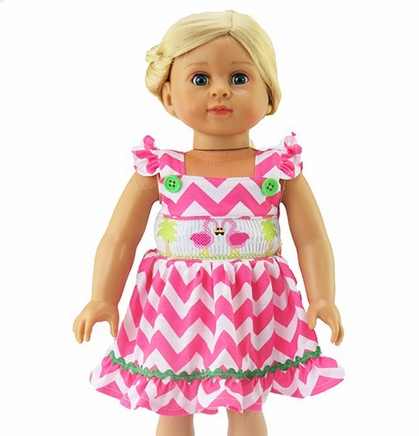 Pink Flamingo Chevron Dress Fits 18" American Girl Doll Clothing2