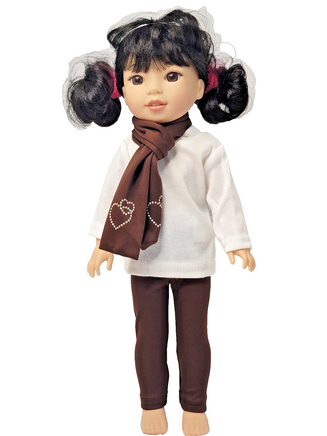 Heart Scarf Brown Pant Set Fits 14.5" Wellie Wisher American Girl Doll Clothing0