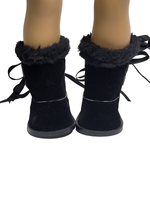 Black Fur Trim Boots Fits 18" American Girl Doll Clothing Shoes0