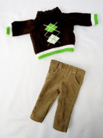 Brown Knit Sweater Pant Set Fits 18" American Boy Girl Doll Clothing1