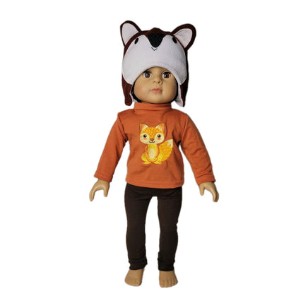 Embroidered Fox Pant Set & Hat Fits 18" American Boy Girl Doll Clothes3