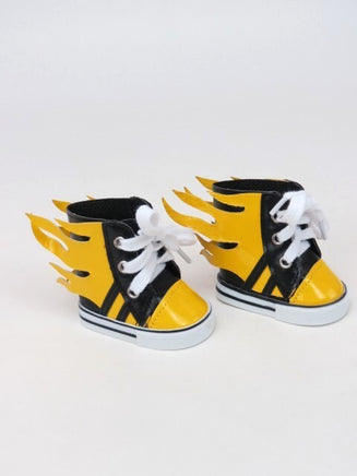 Yellow Flaming Sneakers Fits 18" American Boy Girl Doll Shoes1