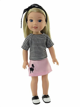 50s Poodle Skirt Set Fits 14.5" Wellie Wisher American Girl Doll Clothing0