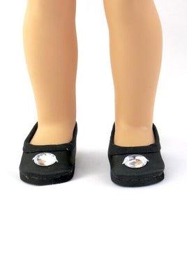 Black Rhinestone Dress Shoes Fits 14.5" Wellie Wisher American Girl Doll Shoes0