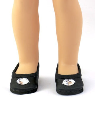 Black Rhinestone Dress Shoes Fits 14.5" Wellie Wisher American Girl Doll Shoes0
