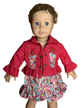 Floral Western Dress And Jacket Fits 18" American Girl Doll Clothing3