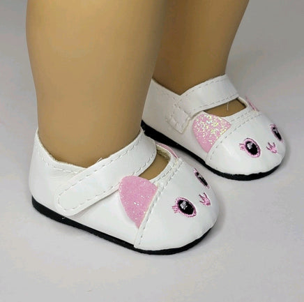 White Kitty Cat Dress Shoes Fits 18" American Girl Doll Clothes Shoes1