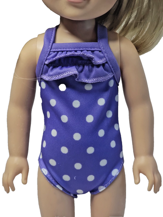 Purple Polka Dot Swimsuit Fits 14.5" Wellie Wisher American Girl Doll Clothing1