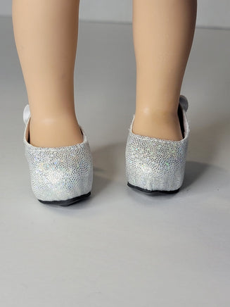Silver Back Bow High Heel Shoe Fits 14.5" Wellie Wisher American Girl Doll Shoes2