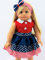 Red White Blue Stars And Stripes Dress Fits 18" American Girl Doll Clothing0