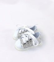 Silver Sequin Sneakers Fits 14.5" Wellie Wisher American Girl Doll Shoes0