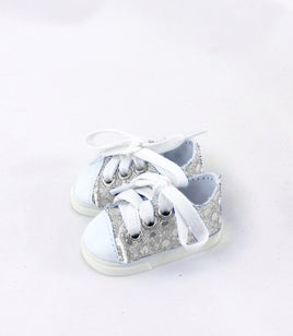 Silver Sequin Sneakers Fits 14.5" Wellie Wisher American Girl Doll Shoes0
