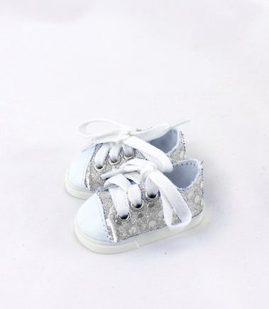 Silver Sequin Sneakers Fits 14.5" Wellie Wisher American Girl Doll Shoes0