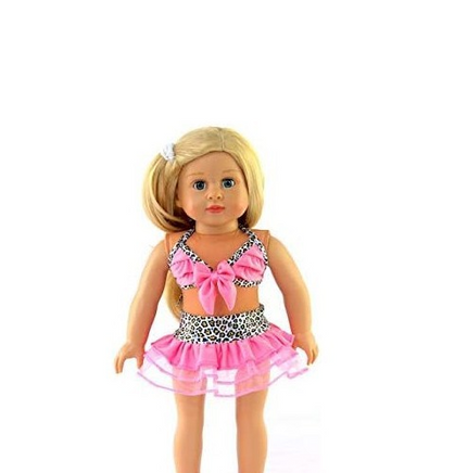 Pink And Cheetah Print Bathing Suit Fits 18" American Girl Doll Clothing0